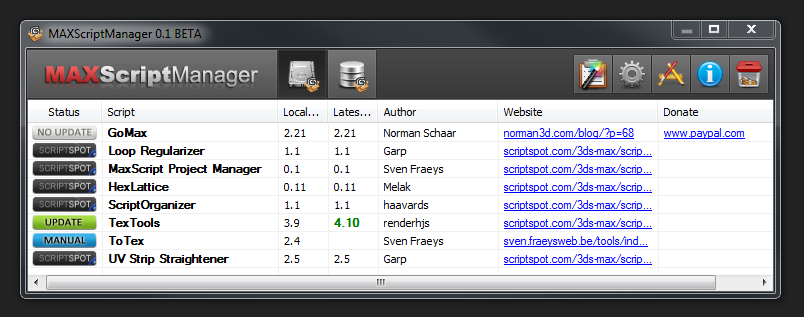 MaxScriptManager Main Window